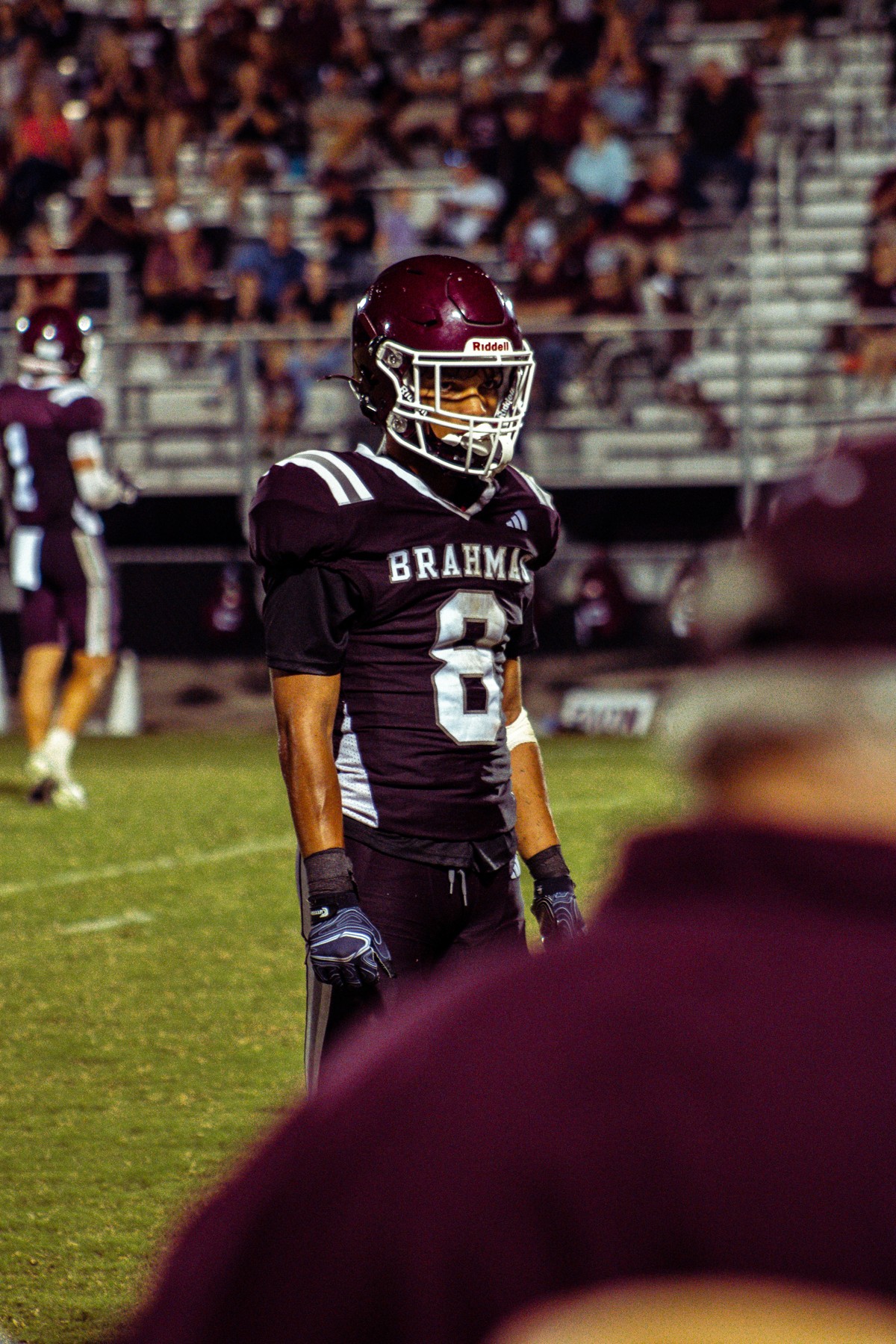East Bernard wide receiver and cornerback Amare Jones during the 2025 game against Ganado.