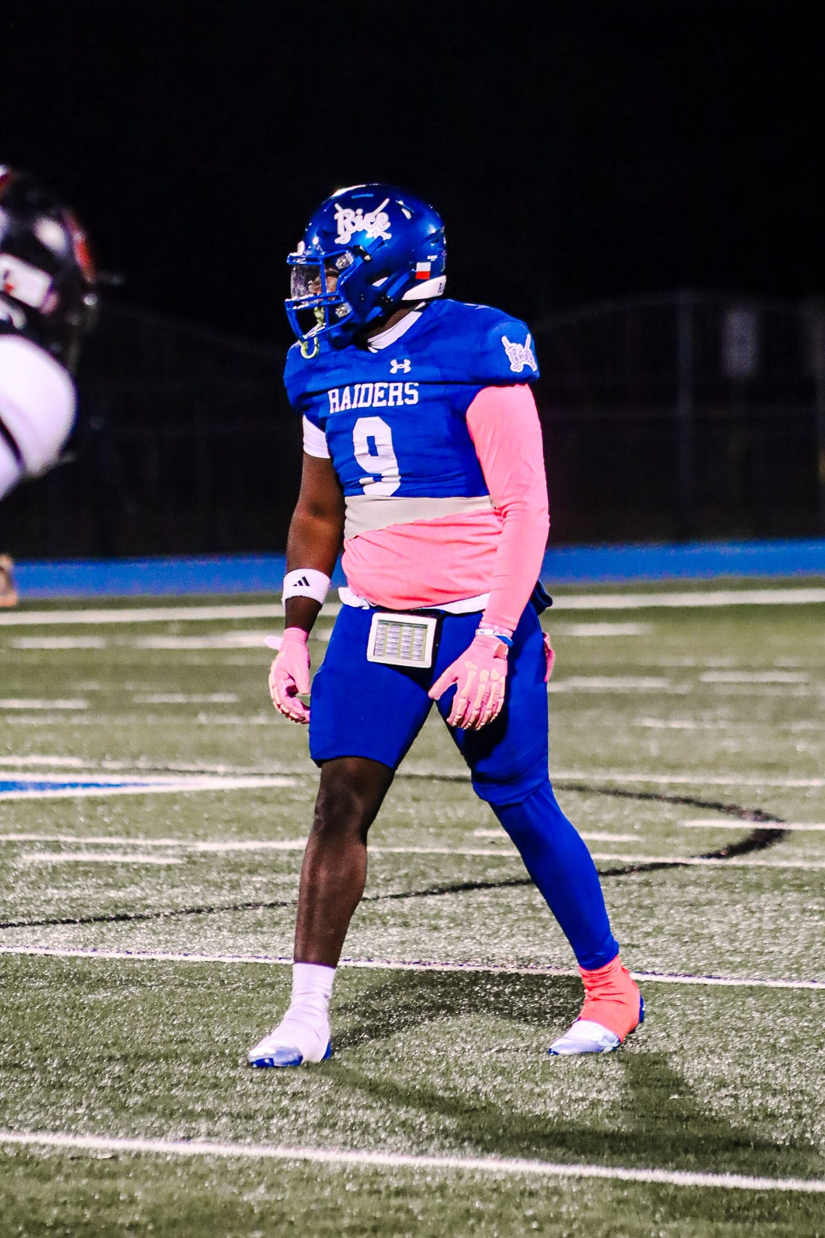 Rice Consolidated tight end and linebacker Glenn Mills against Brazos.